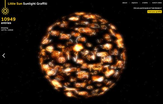 Little Sun Light Graffiti — light drawings rendered on an interactive globe